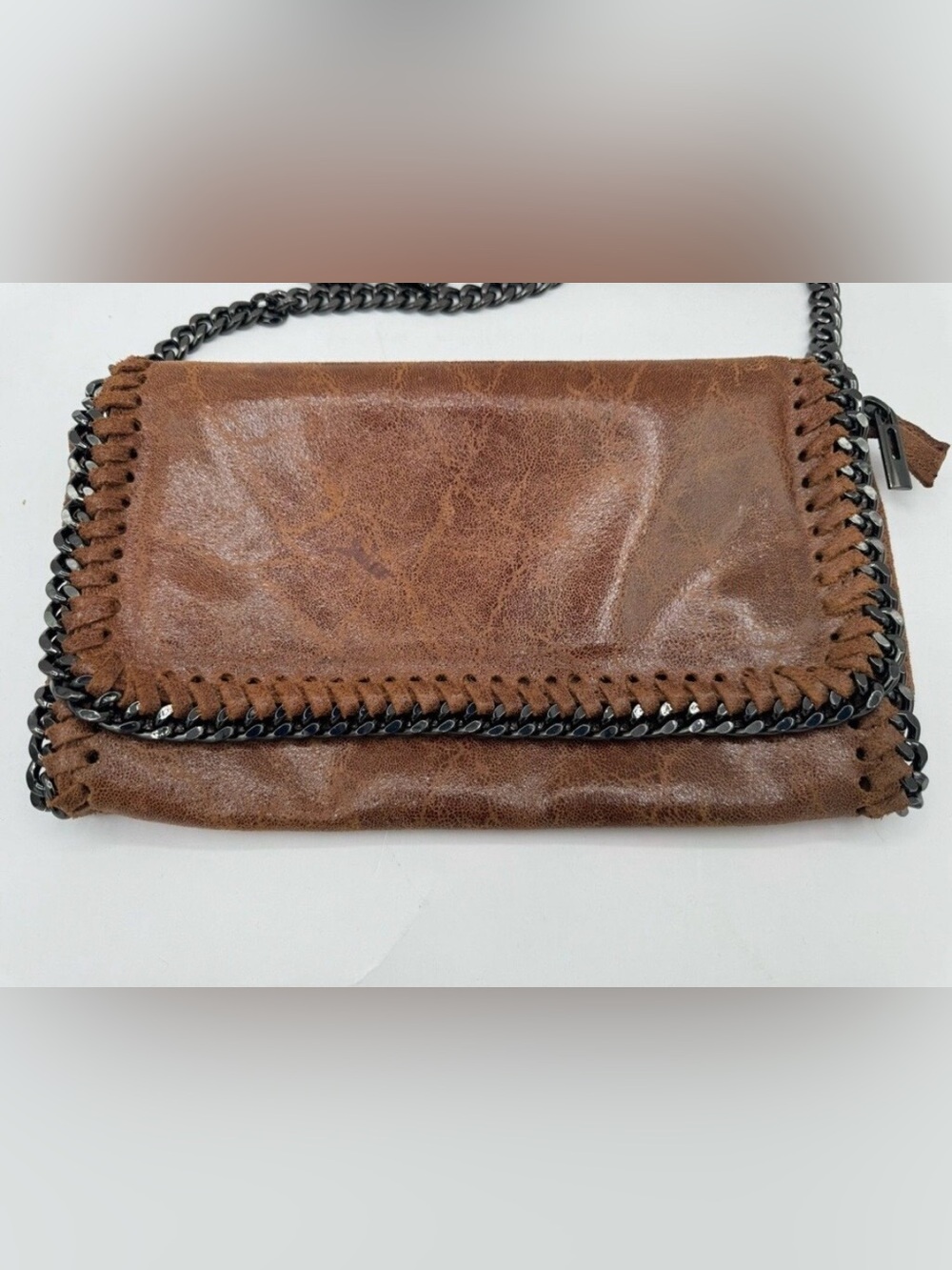 Italian designer BORSE IN PELLE Leather Crossbody Chain Bag - Picture 2 of 10